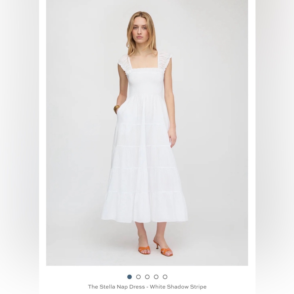 Hill house Home, the Stella nap dress in white shadow stripe size XS